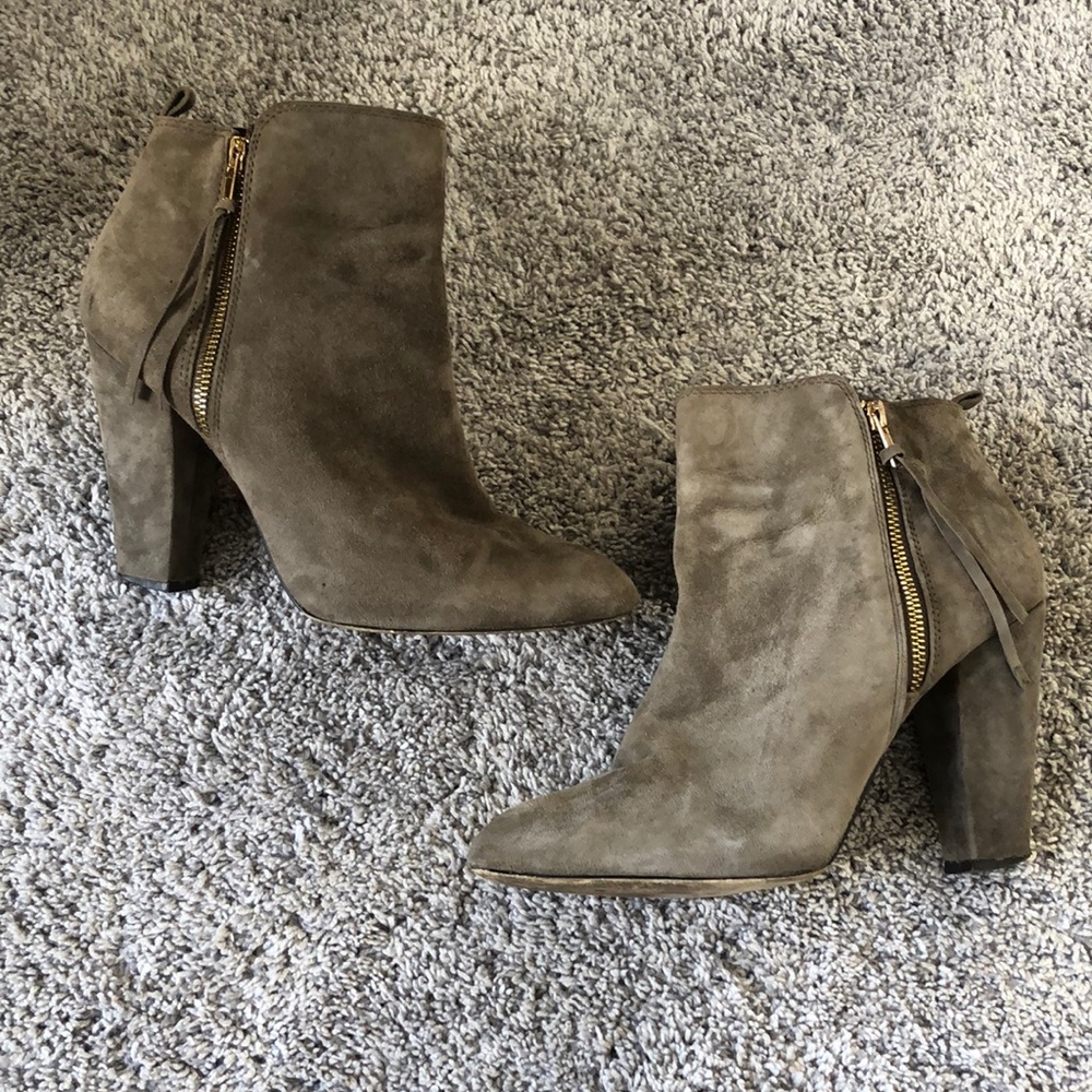 Gray Steve Madden Zipper Booties